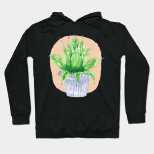 Watercolor Potted Green Cactus Hoodie